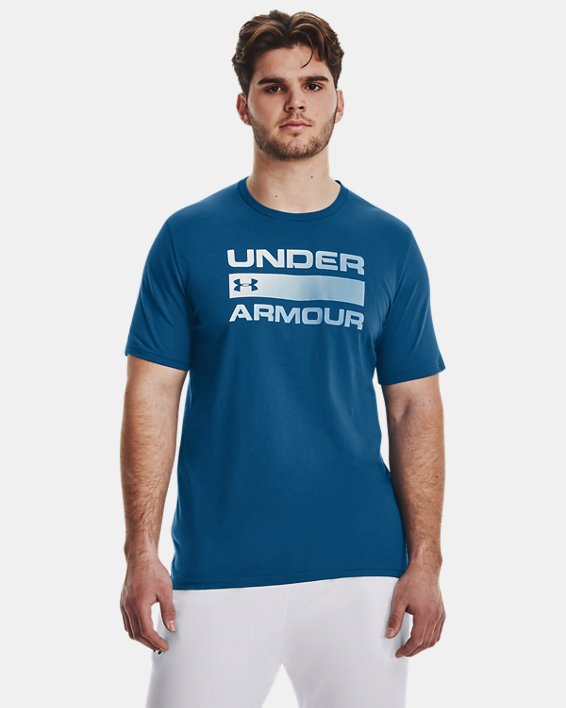 เสื้อแขนสั้น UA Team Issue Wordmark สำหรับผู้ชาย in Blue image number 0